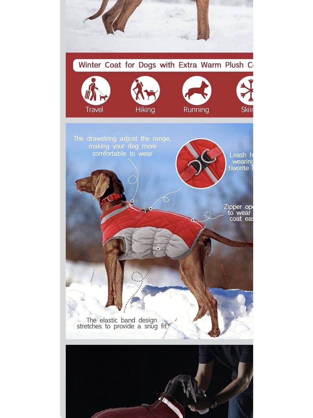 Dog Coat for Medium Dogs,Waterproof Dog Winter Jacket with Harness Built in P...